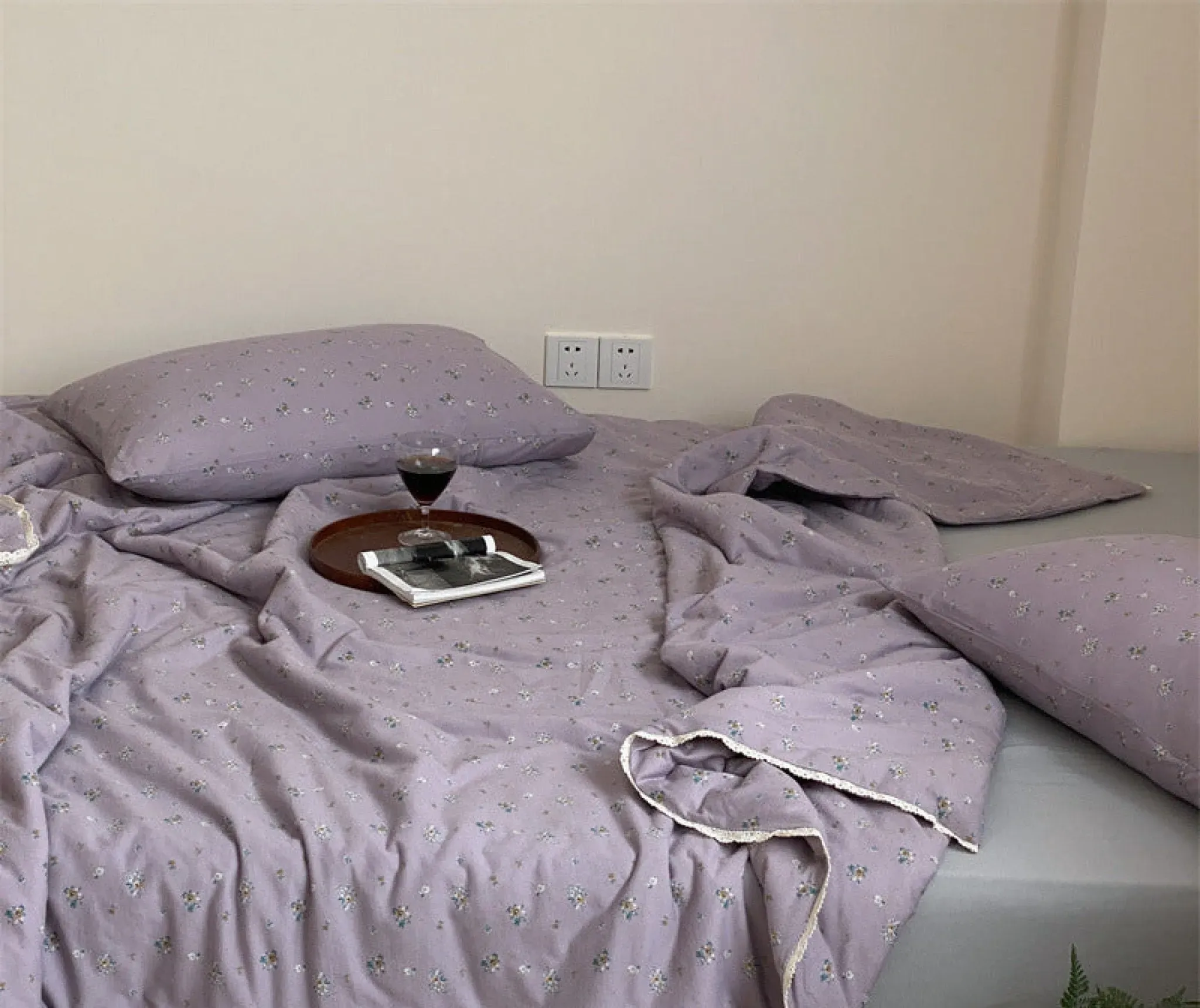 Cottagecore Çiçekli Battaniye / Mor