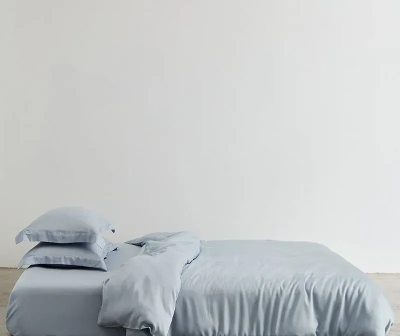 Saten Düz Tencel Nevresim Takımı / Mavi